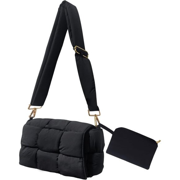 Handbags - Puffer Crossbody Bag Women Cotton Nylon Adjustable Strap Quilted Purse